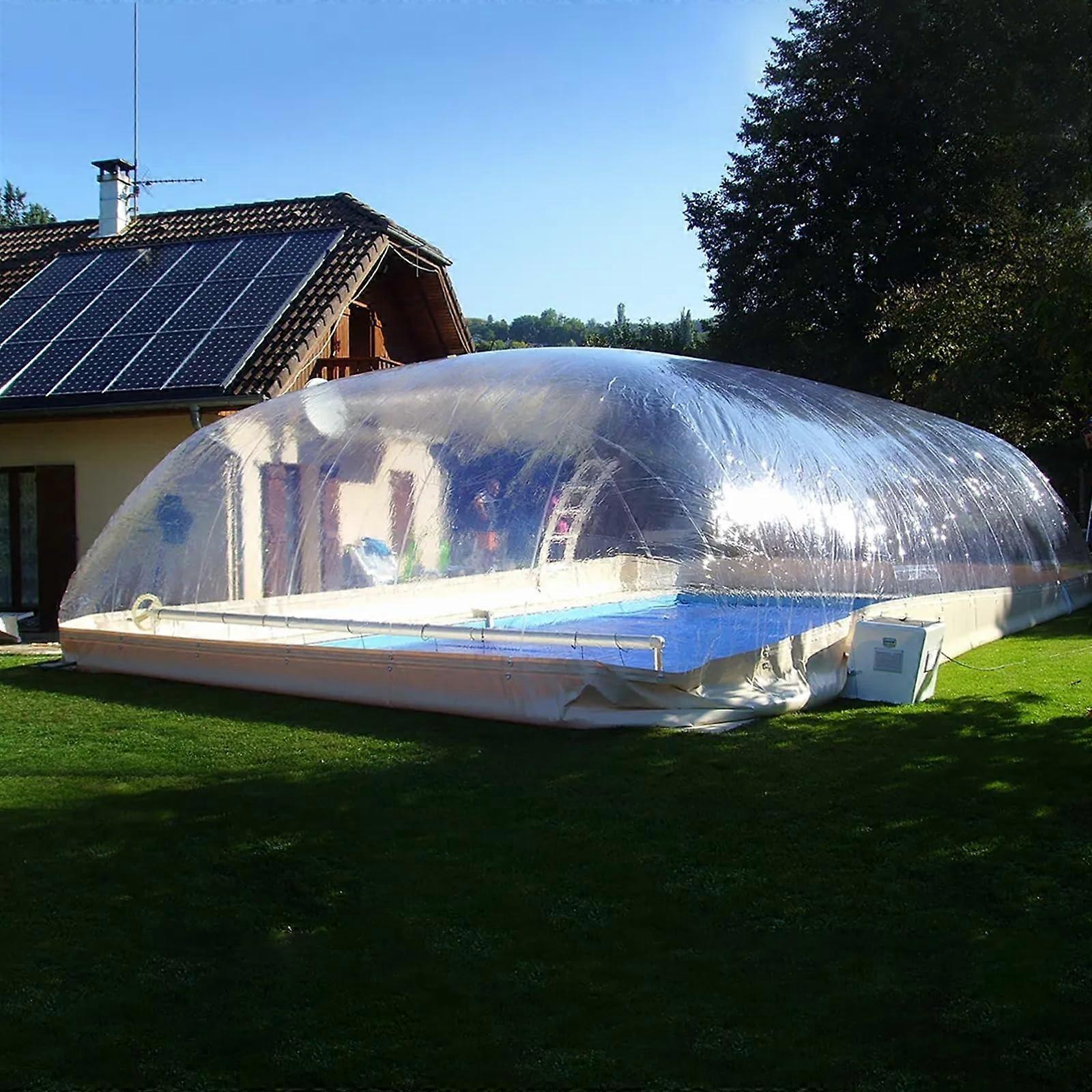 Transparent Inflatable Pool Cover Tent 9x5x3m UV Resistant Heavy Duty Rectangular Bubble Design