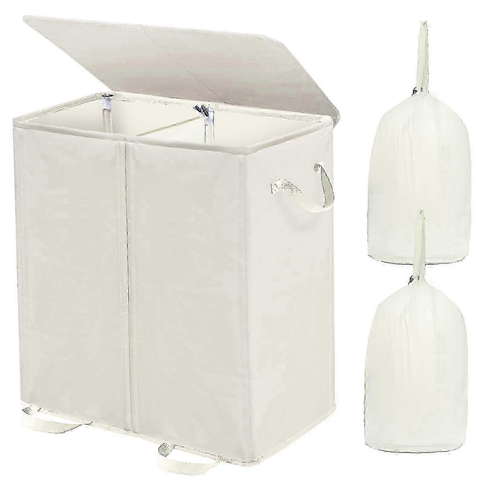 2026 Large Double Divided Laundry Hamper with 170L Capacity compatible Efficient Clothes Sorting and Storage