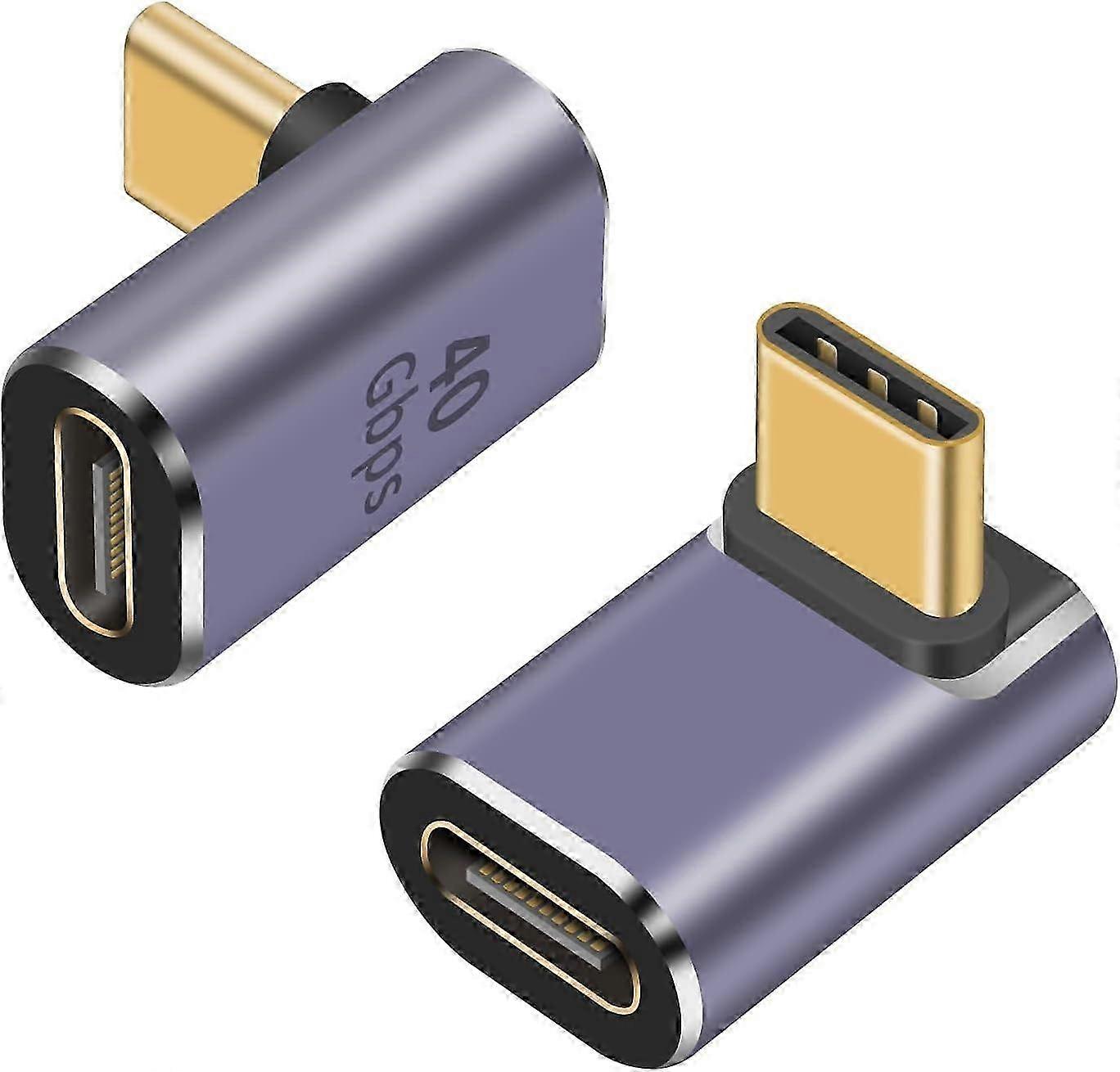Thunderbolt Compatible USB C 90 Degree Adapter 100W 40Gbps 2Pack