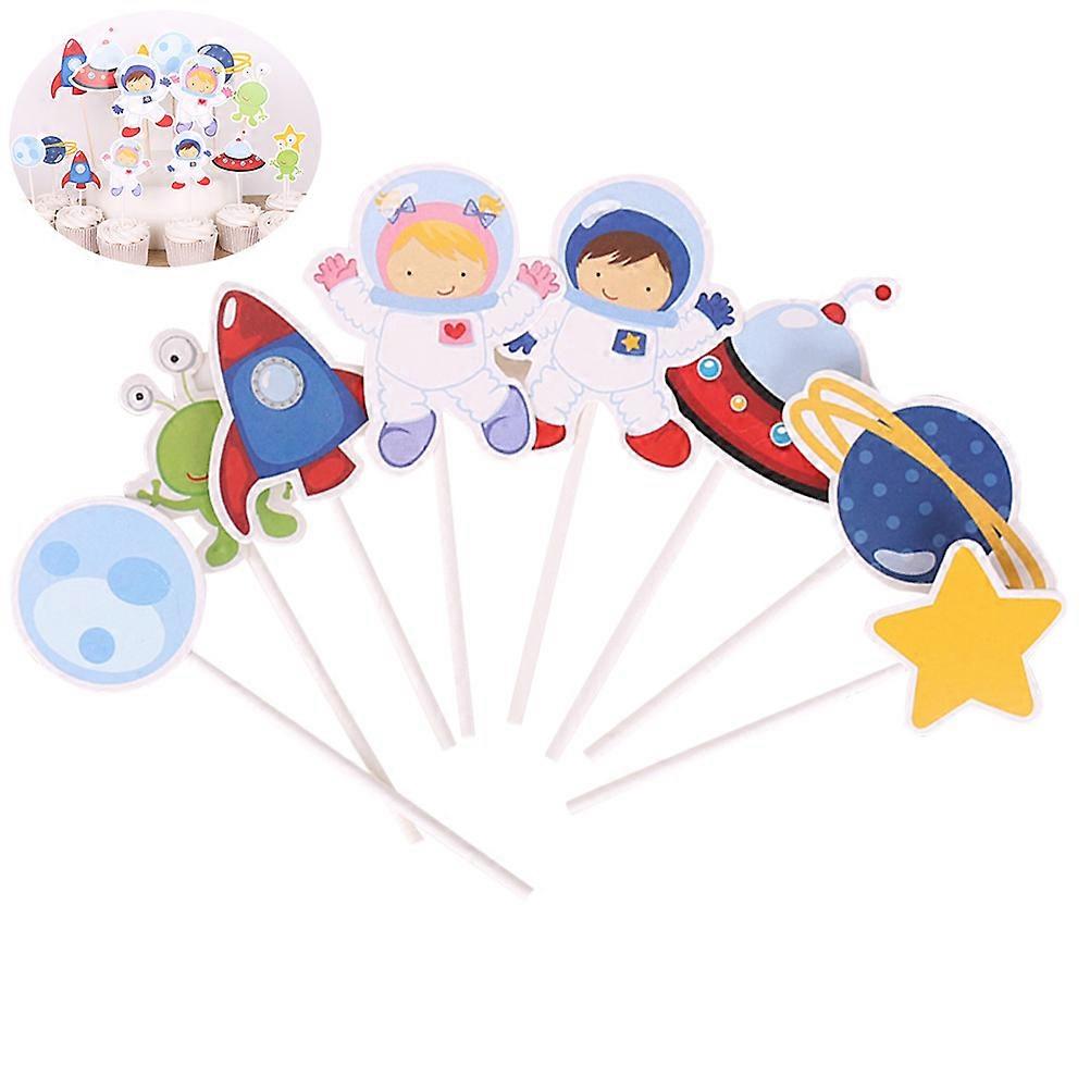 Astronaut Cake Toppers Space Theme Party Decorations with 16Pcs Set