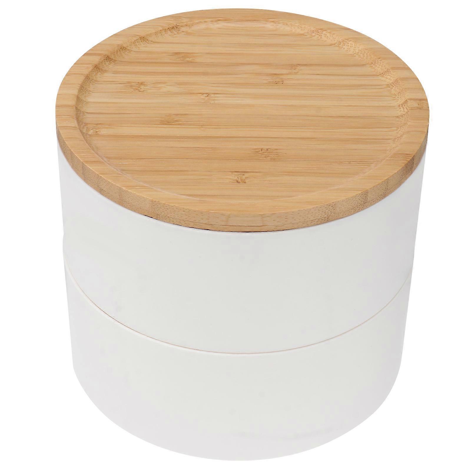 Ring Storage Box for Storage 1Pcs Bamboo Lid Multi-Layer Stackable Jewelry Case