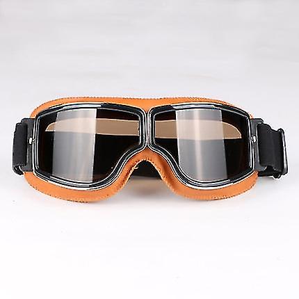 Orange Leather Goggle Frame  Grey Lens