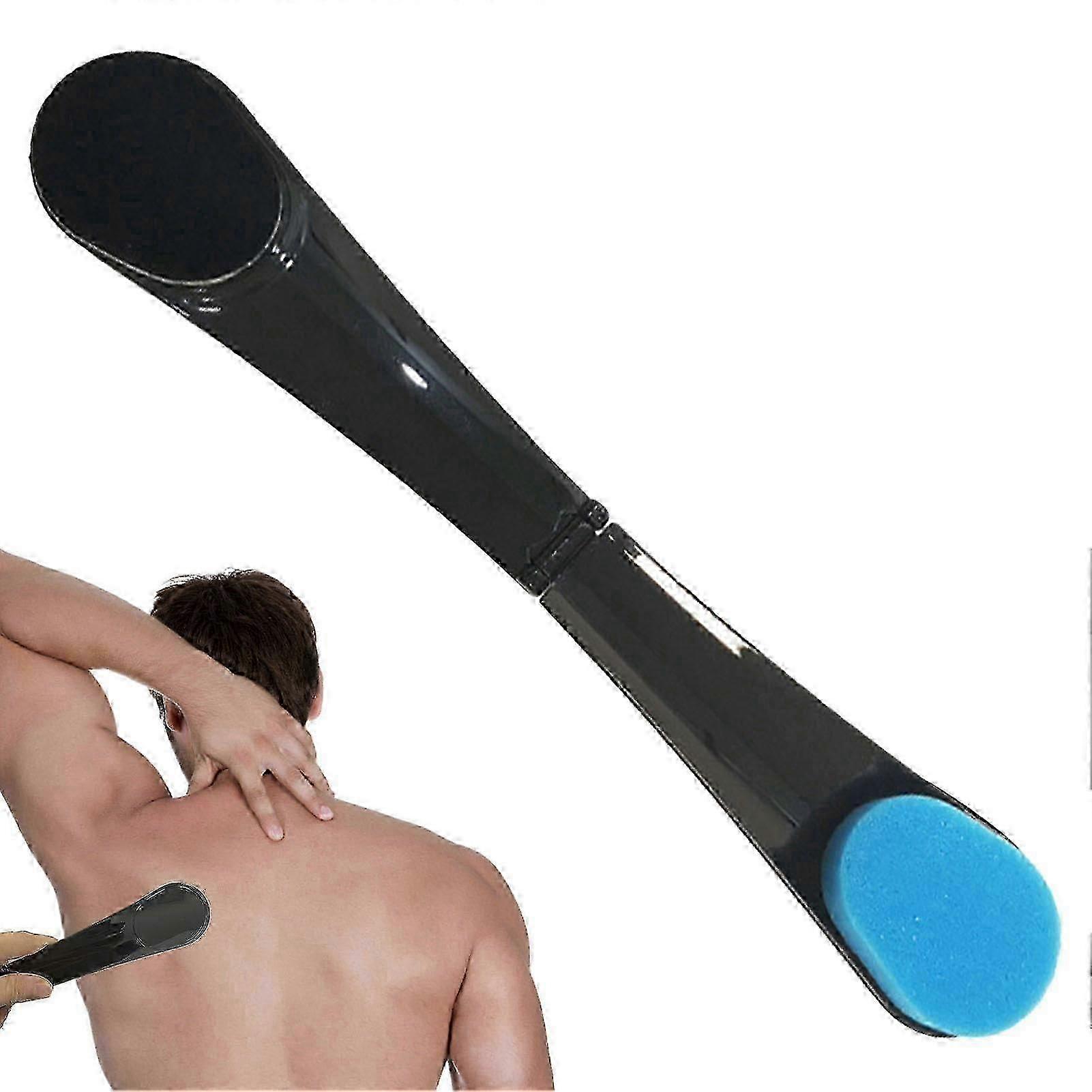Back Lotion Applicator with Long Handle Grip, Foldable Self Tanner Tool compatible Even Coverage, Blue