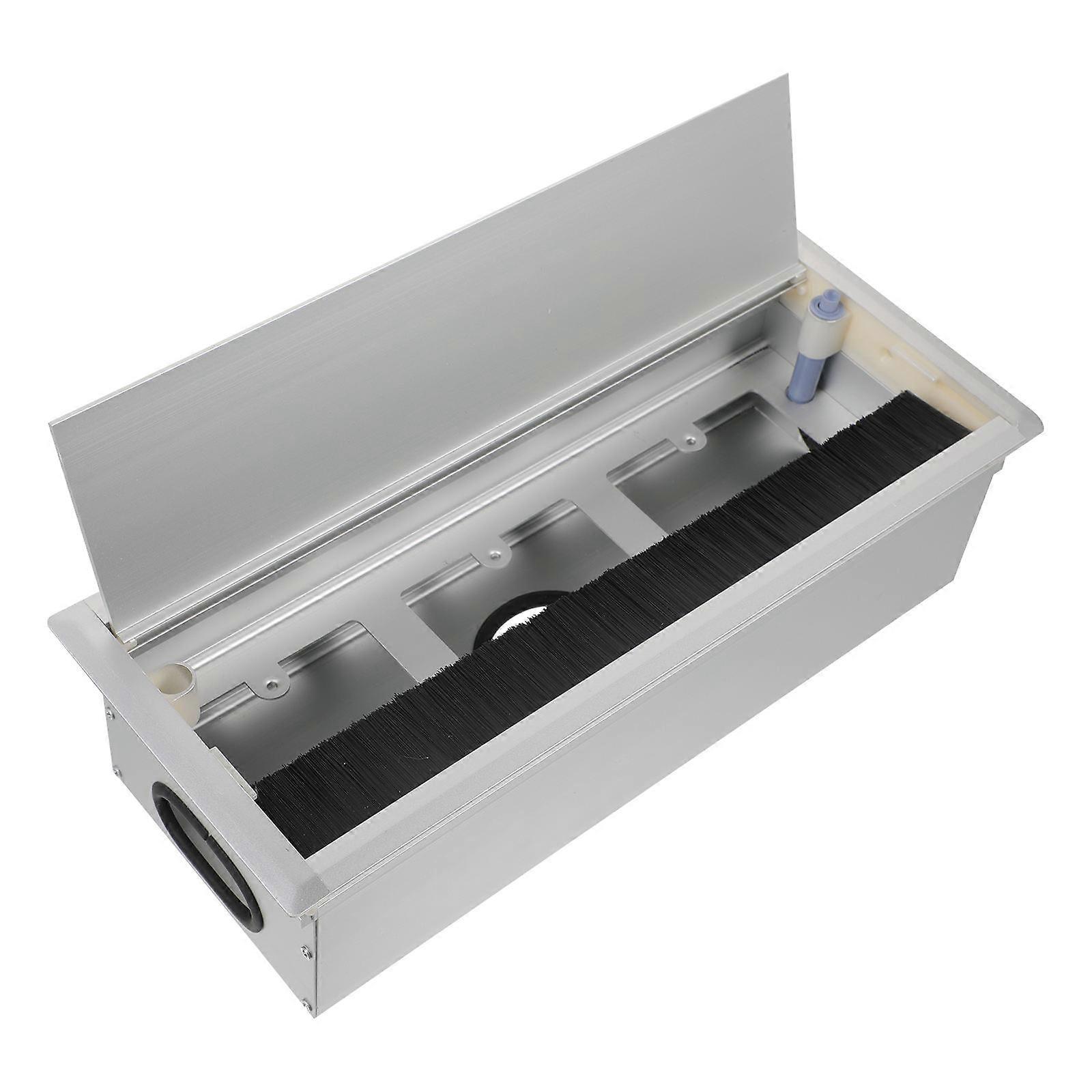 Silver Cable Organizer Box for Cable Hole Cover Rectangular Wire Storage Box