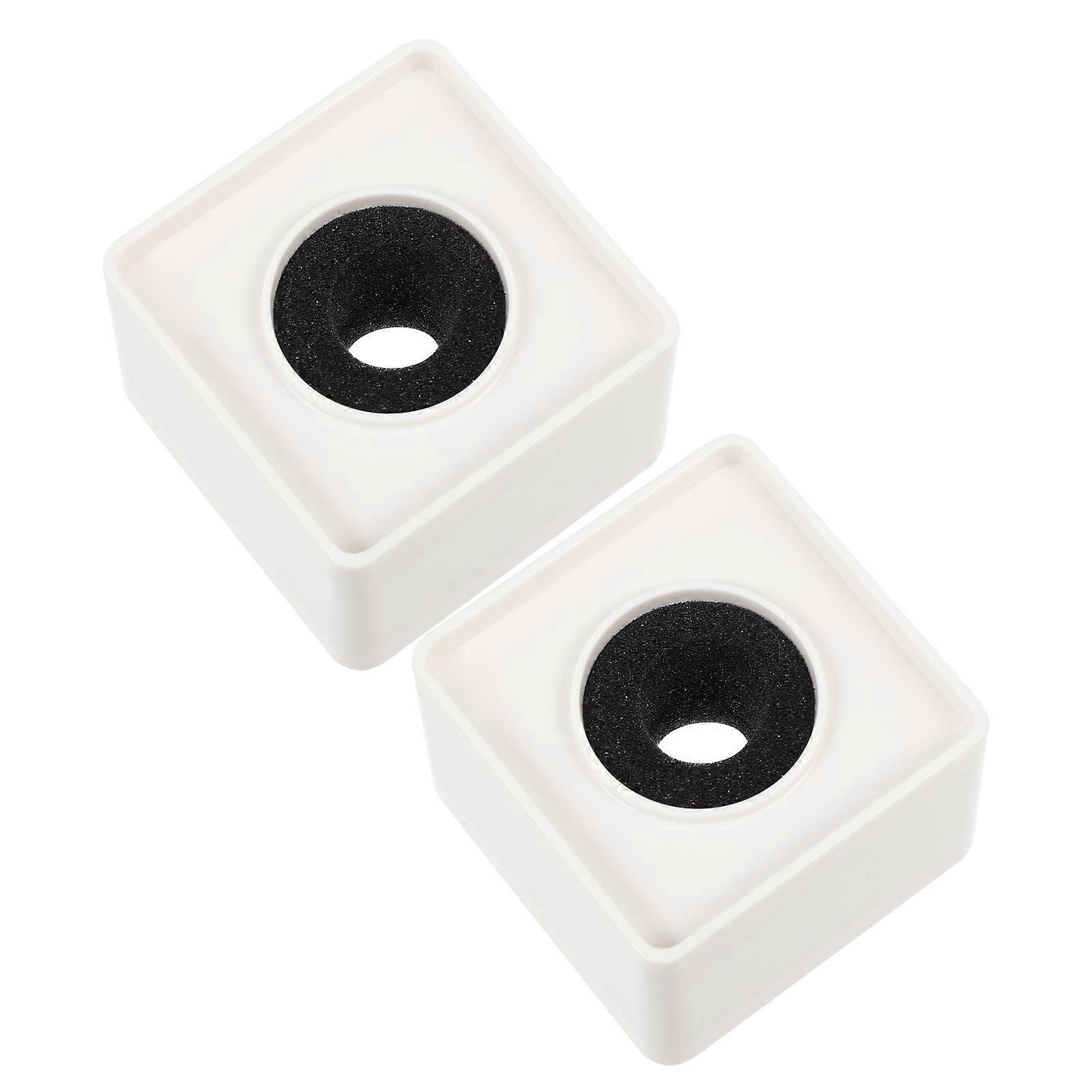 2Pcs ABS Square Cube Shaped Interview KTV Microphone Station Logos (White)