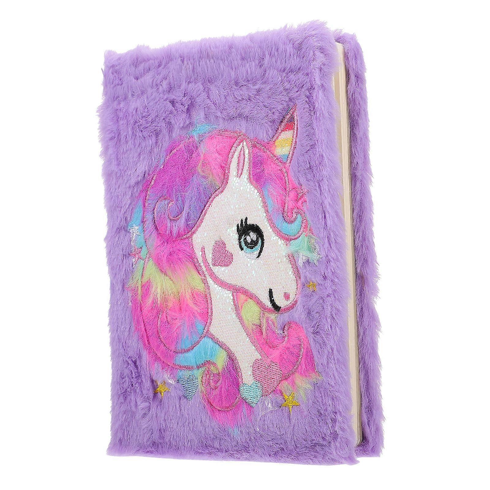 Unicorns Pattern Notepad Plush Cover Notebook for Writing Use