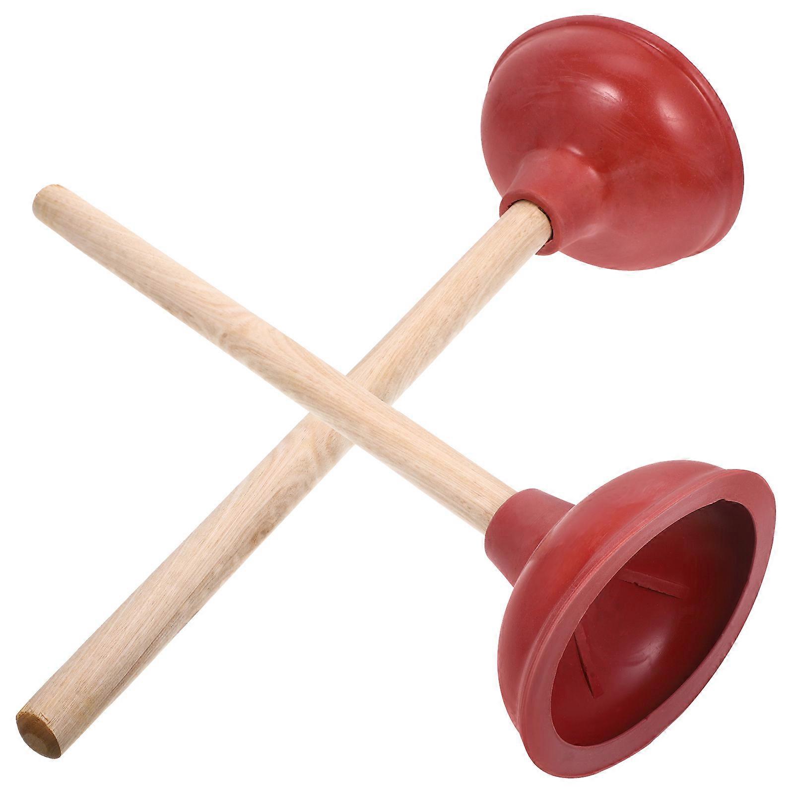 2Pcs Closestool Rubber Sewer Cleaning Accessory (Red)