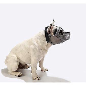 Petemoo Short Snout Dog Muzzle- Adjustable Breathable Mesh Bulldog Muzzle For Biting Chewing Barking Dog Mask