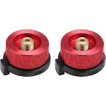 Camping Stove Connector, 2pcs Camping Gas Adapter, Gas Bottle Adapter, Stove Connector for Camping Stove Burner Stove (Red)