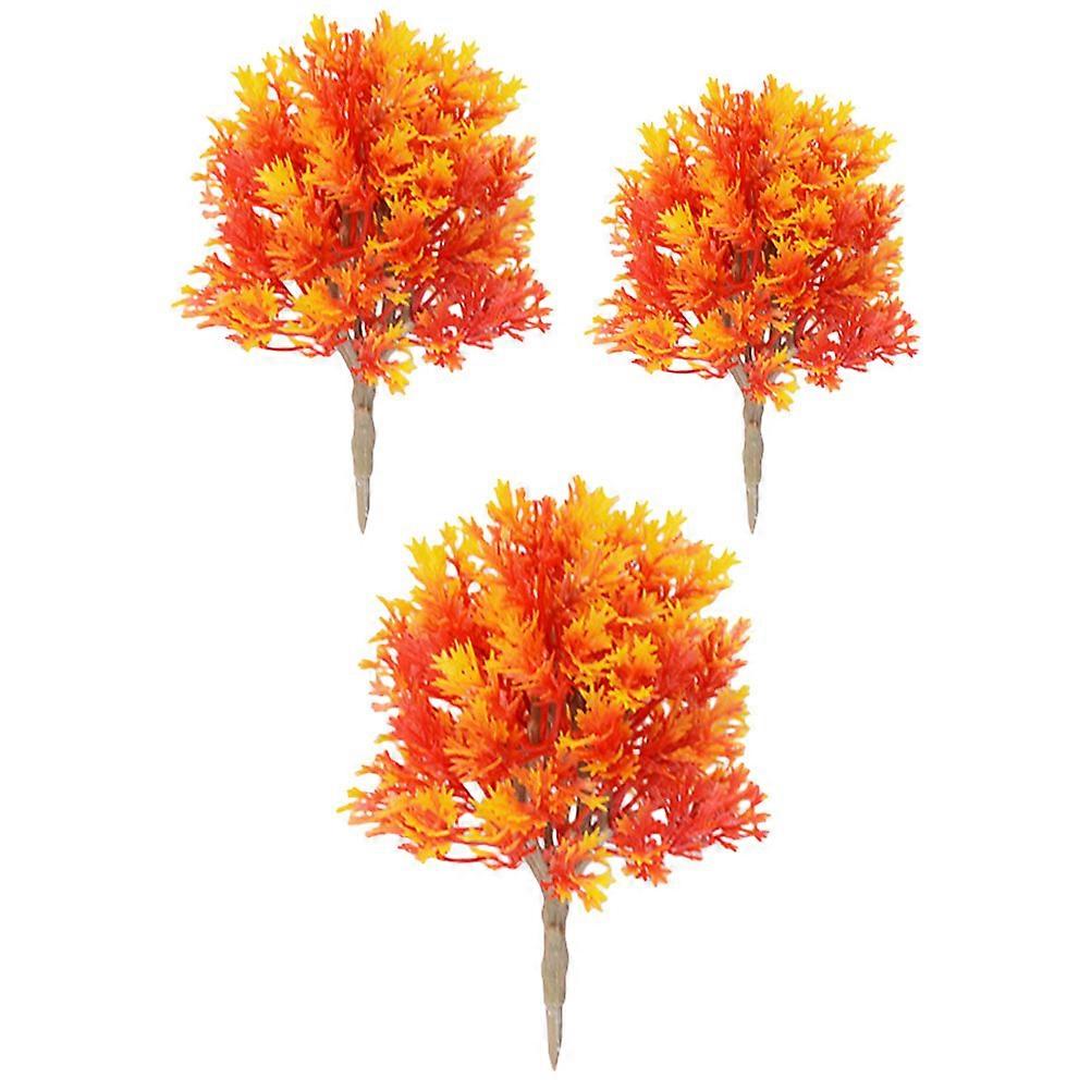 3pcs Simulation Maple Tree Model Ornament Tree Model Micro Landscaping Decoration