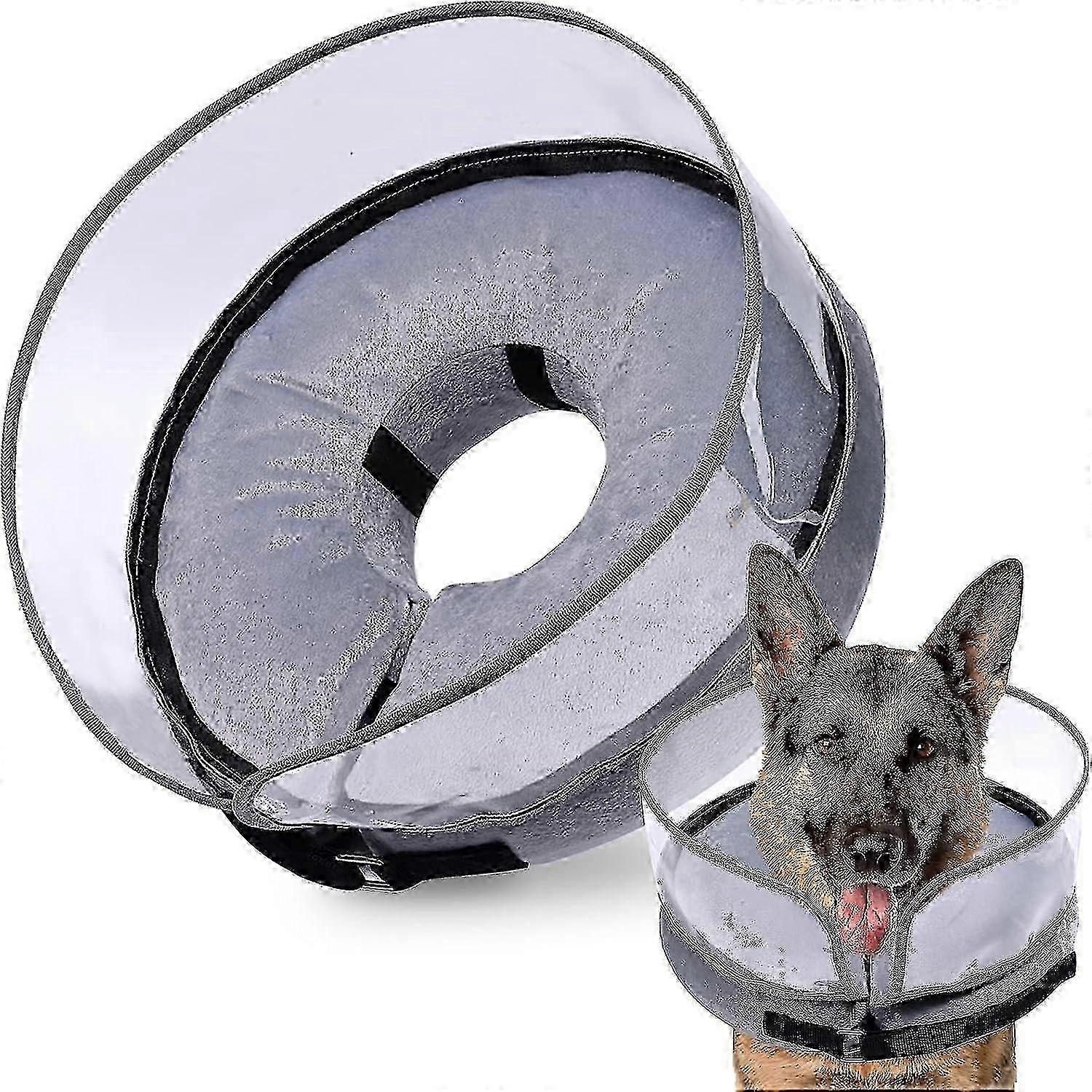 Inflatable dog collar compatible with post surgery protection