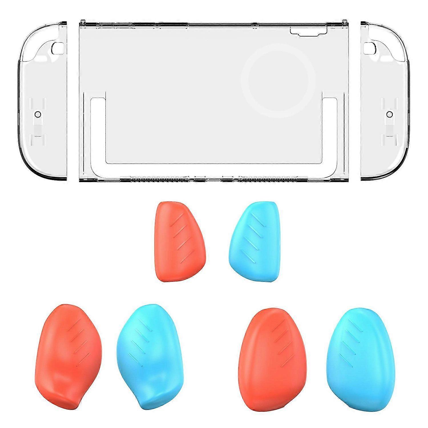Nintendo Switch 2 Split Design Crystal Protective Case 3 Handles Clear Red Blue
