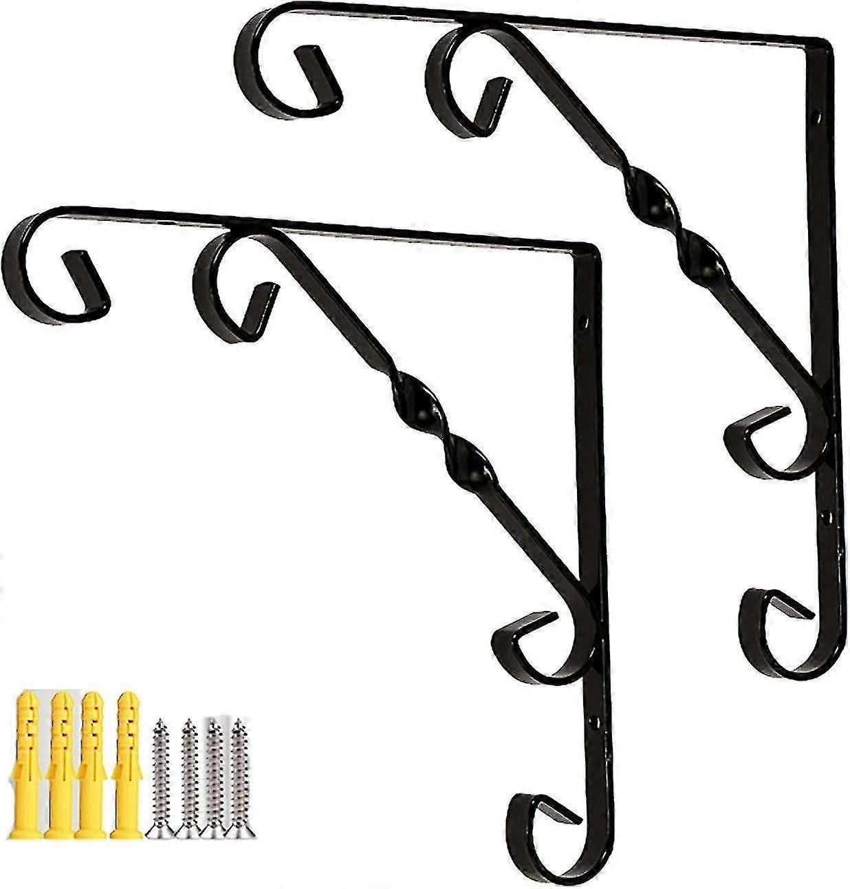 2pcs Decorative,wall Mounted Floating Shelf Bracket,black,100mm/4 In