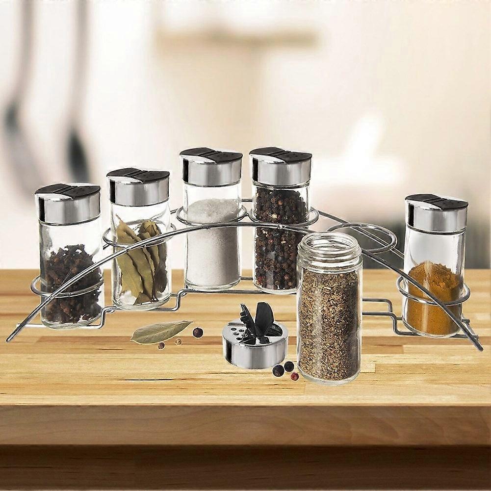 Practical spice rack with 6 containers and rack