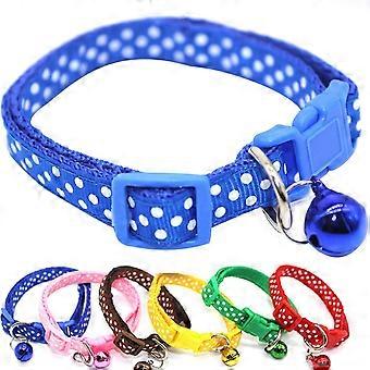 Breakaway Cat Collar with Bell and Safety Buckle, Kitten Necklace Collar for Kitty Small Dog Puppy Dot Print Collar, Adjustable Length Pet Collar Soli