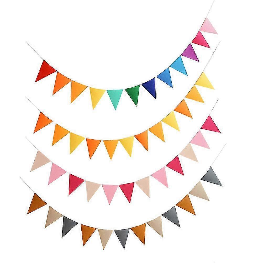 Assorted Color Triangle Flag compatible with Room Decor Felt Banner 4Sets