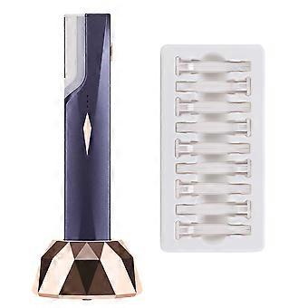 Sonic Facial Dermaplaning Tool 3-Speed Rechargeable Razor Exfoliation Hair Remover With Charging Base / 9 Replace Blades