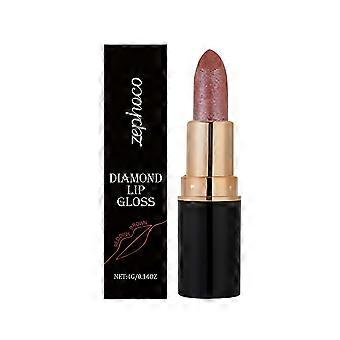 Rotbrauner Diamant-Lipgloss, Glitzer-Lippenstift, glänzend, glatt, leicht zu färben, reichhaltig, glänzend, vielseitig, 4 g