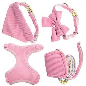Rosa Hundegeschirr mit Halsband für kleine Hunde, 1 Set inklusive Cordleine