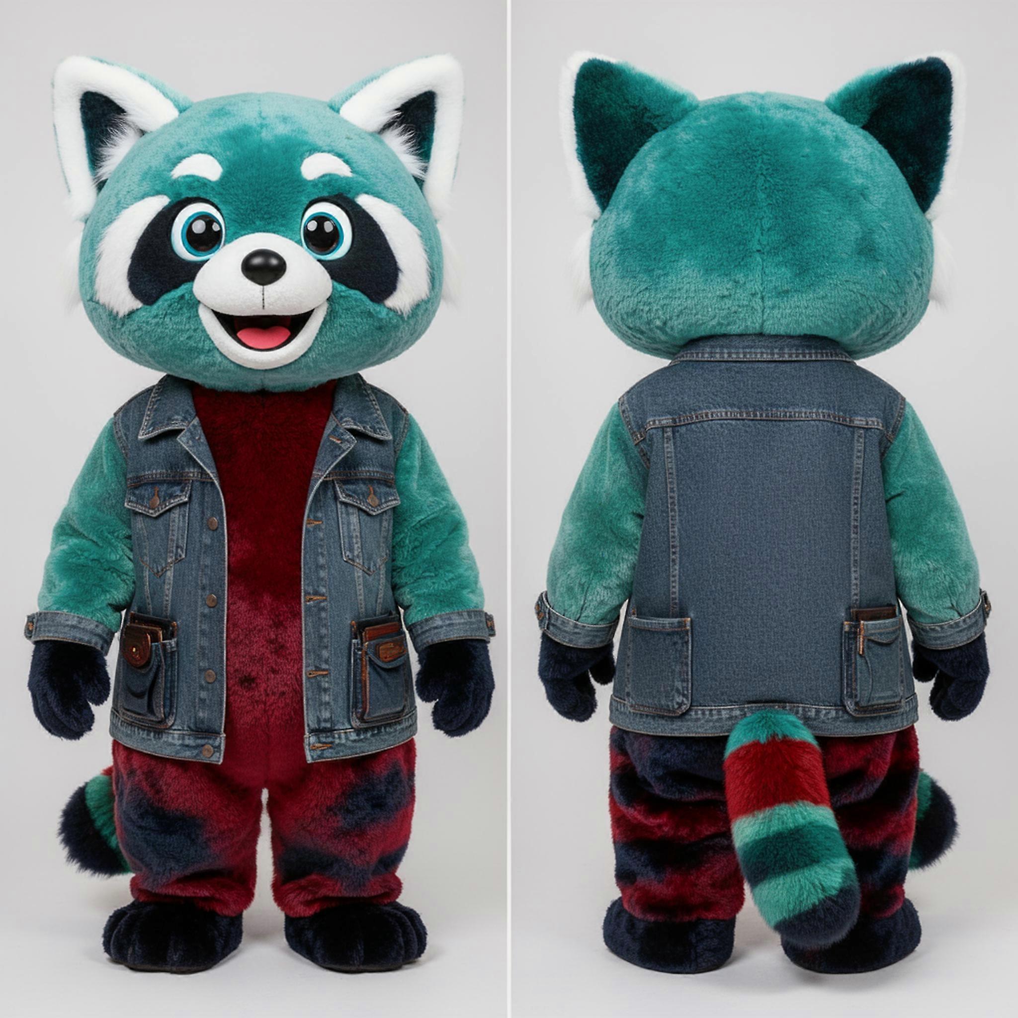 MASTICOT Teal Vibrant Red Panda Mascot