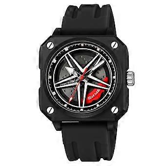SKMEI 2362 Car Wheel Watch Fashion Watch with Spinning Car Rim Hub Design Quartz Movement Wristwatch 3ATM Waterproof
