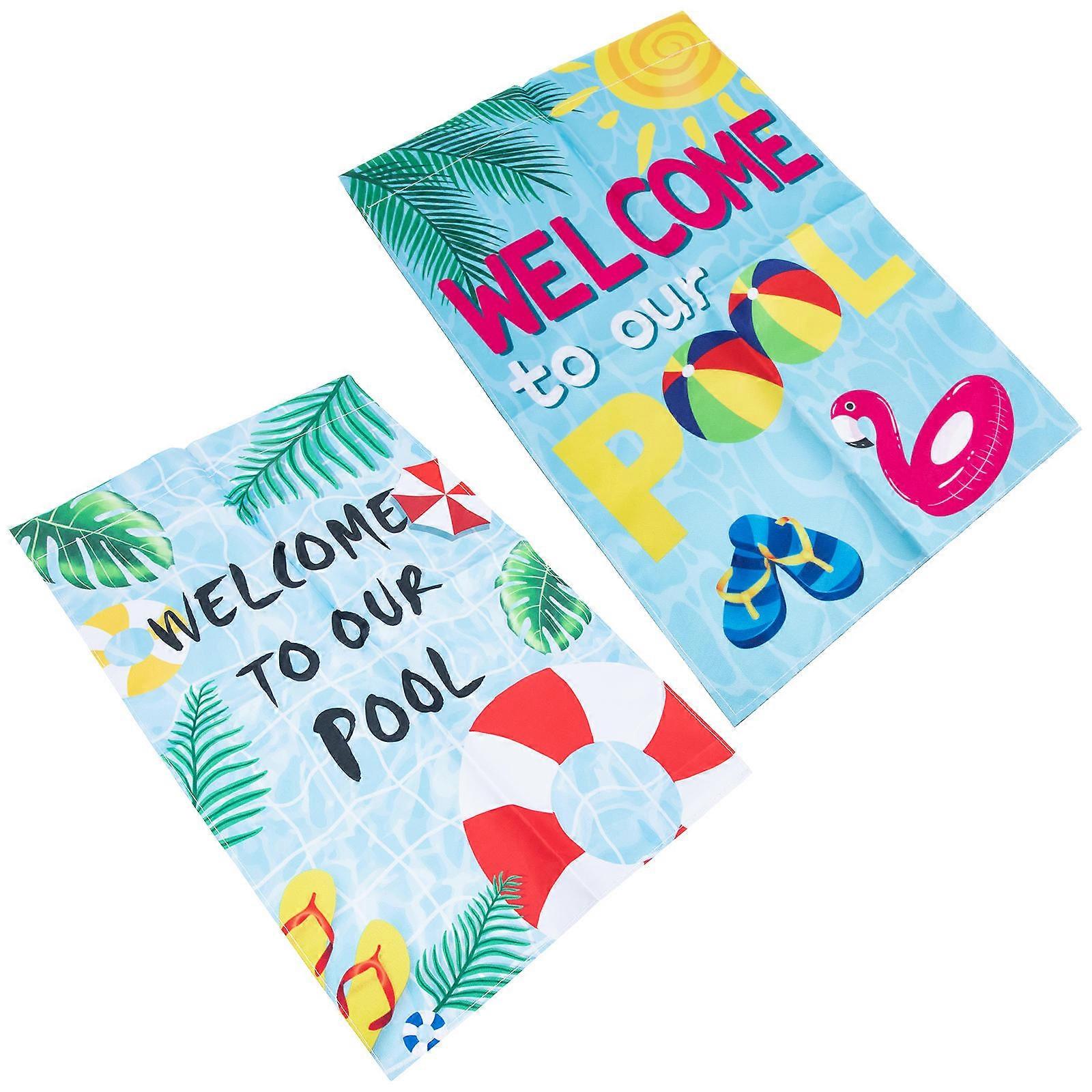 Pool Welcome Flags for Decor 2Pcs Decoration