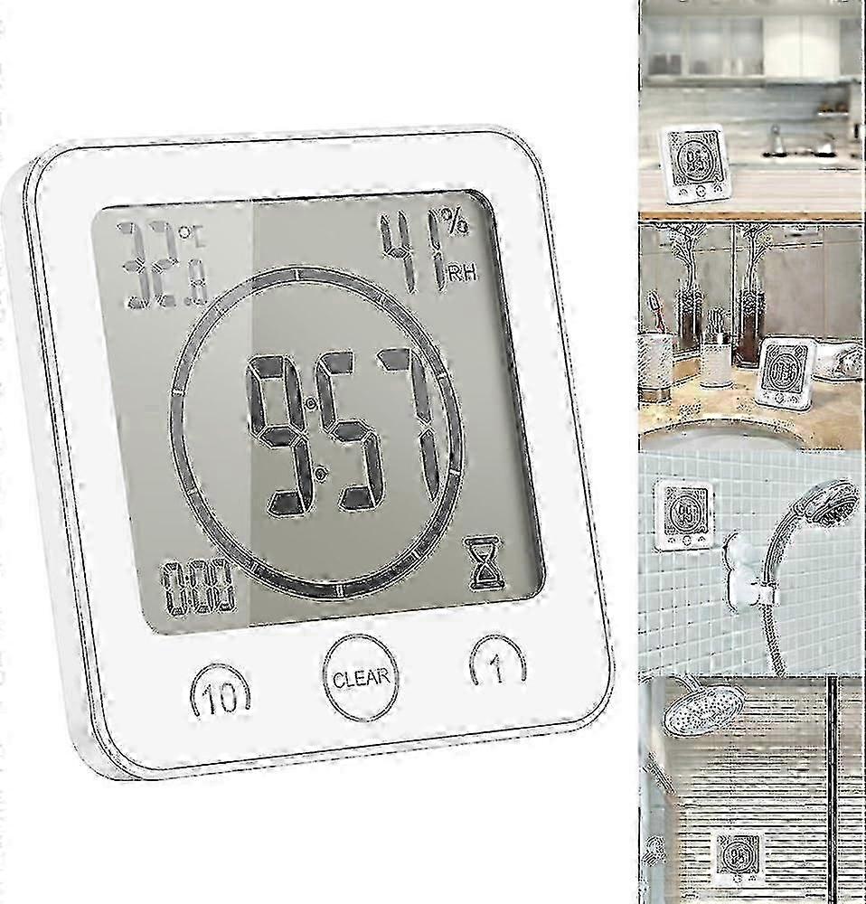 Waterproof shower clock touch control shower timer white