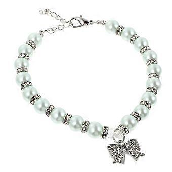 Pet Necklace Alloy Bowknot for Pet Use Fashionable Pearls Collar
