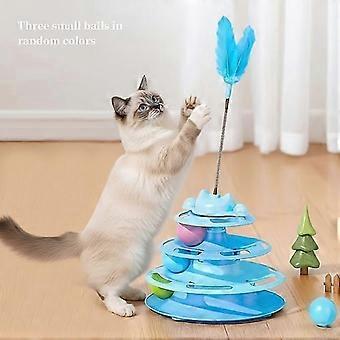 1pc 3 Ball Cat Spinner Track Toy with Feather Wand Interactive