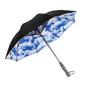 UV Protection Umbrella with Builtin Cooling Fan, UPF 50+ Sun Shade for Travel, Beach and Golf