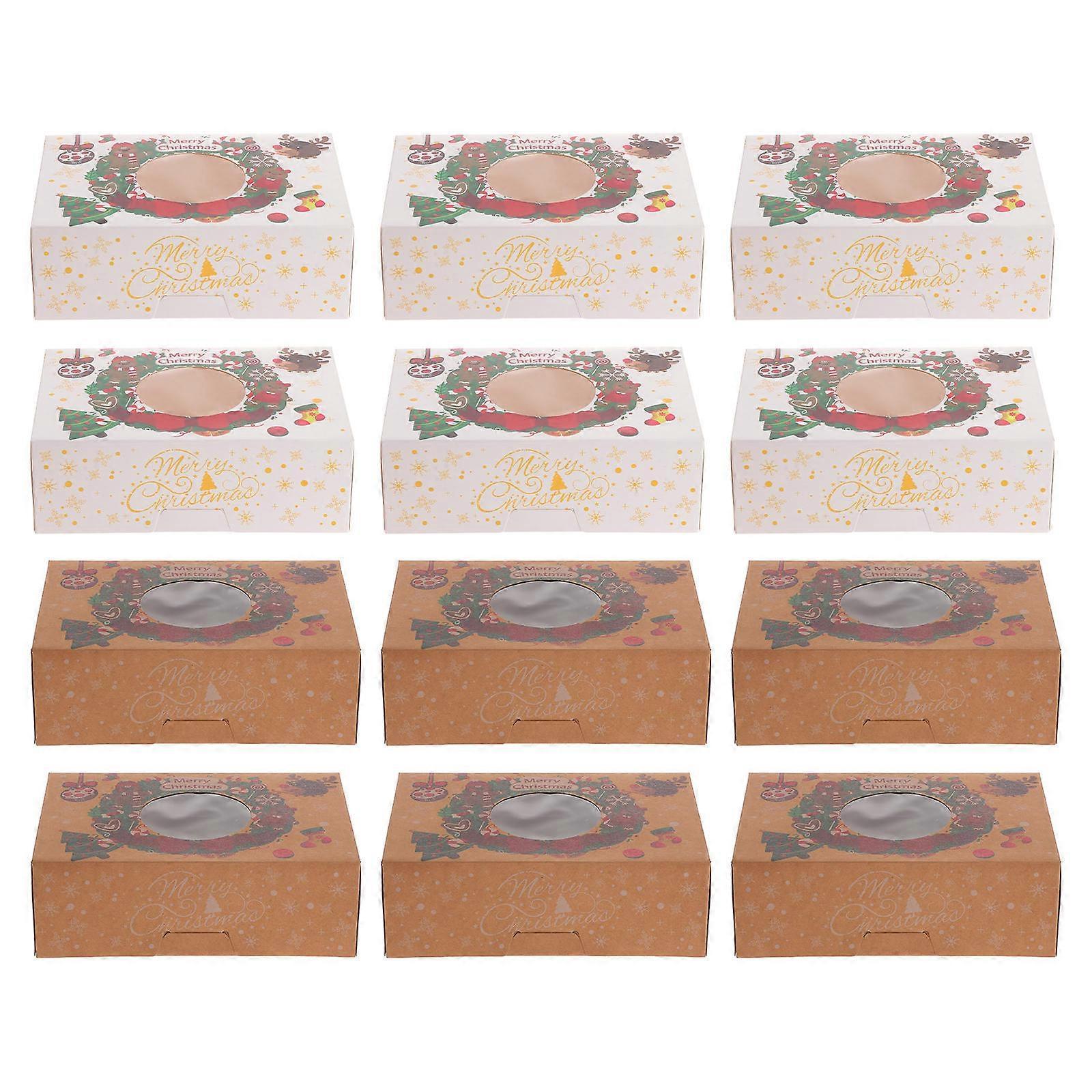 Christmas Cake Box Paper Packaging Boxes compatible with Storage 12Pcs with Assorted Color