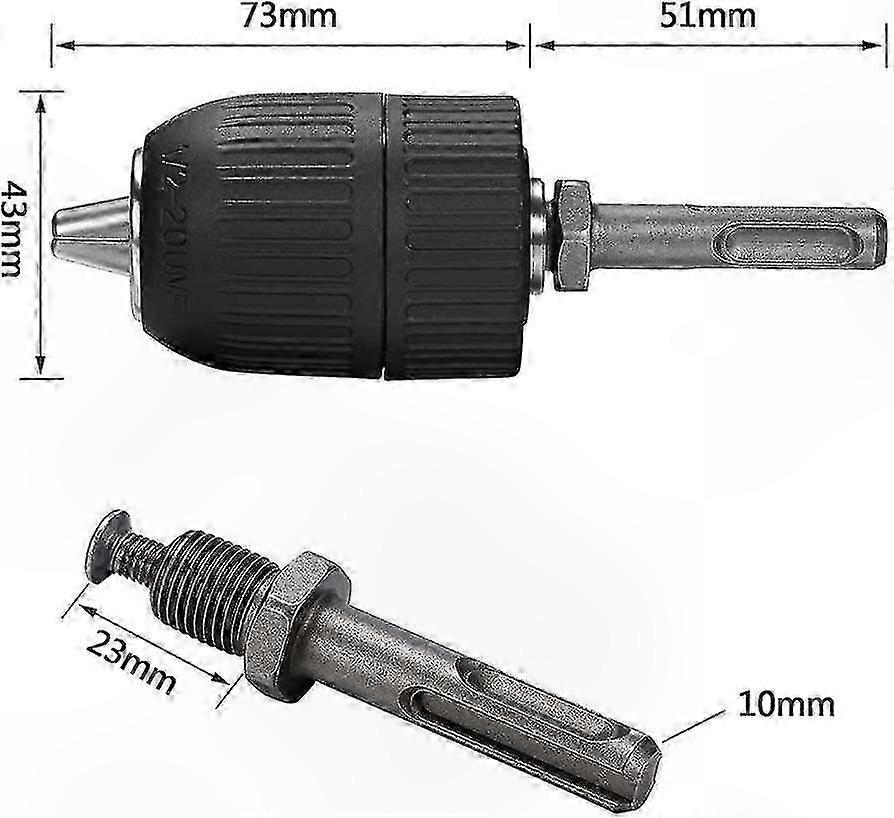 Detachable Keyless Chuck 2-13mm with Conversion Rod for High Performance Tools