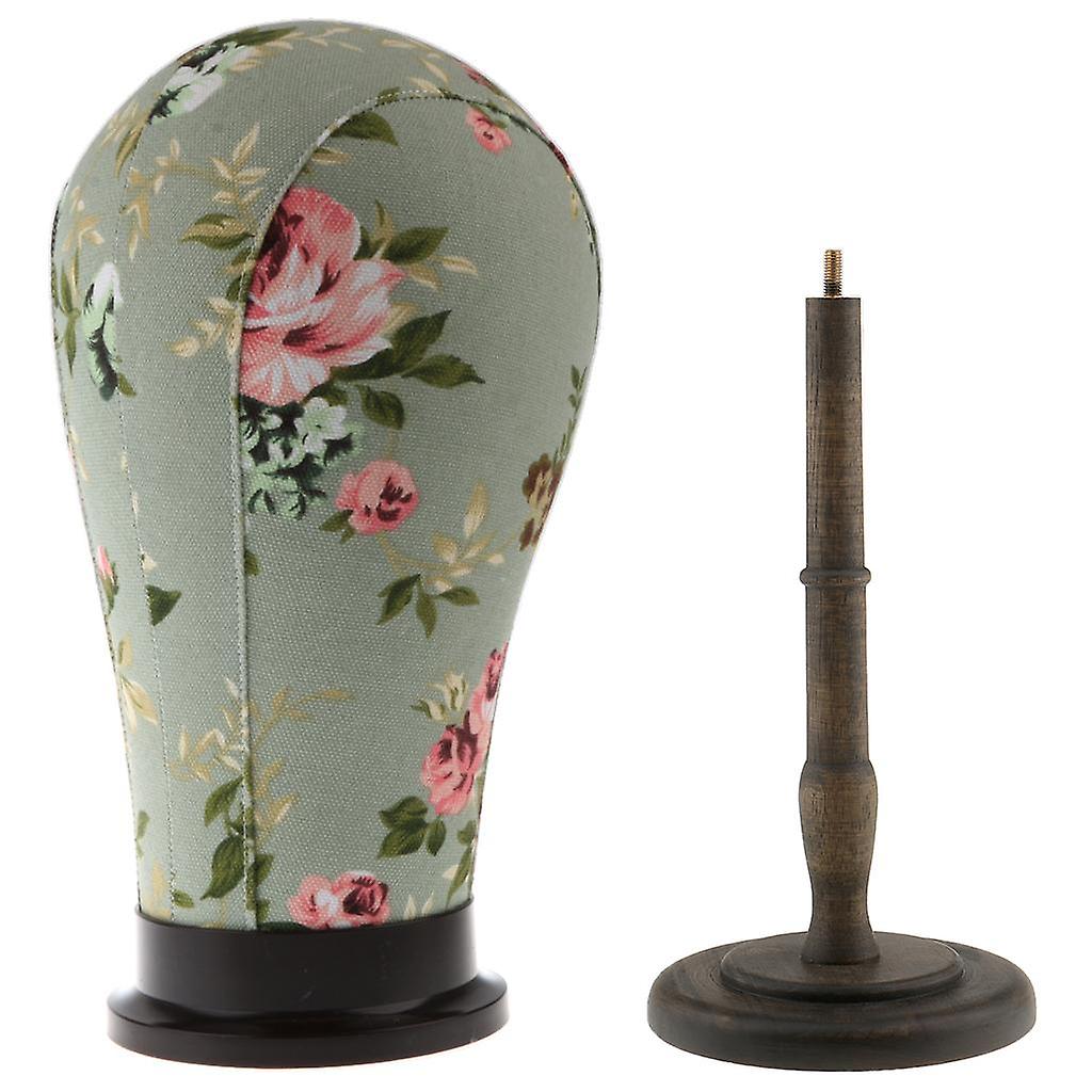 21'' Mannequin Model Cork Head Canvas Block Wig Making Display Holder Stand