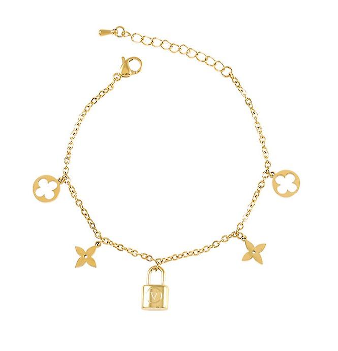 (gold)light Luxury Does Not Fade Four-leaf Clover Lock Bracelet