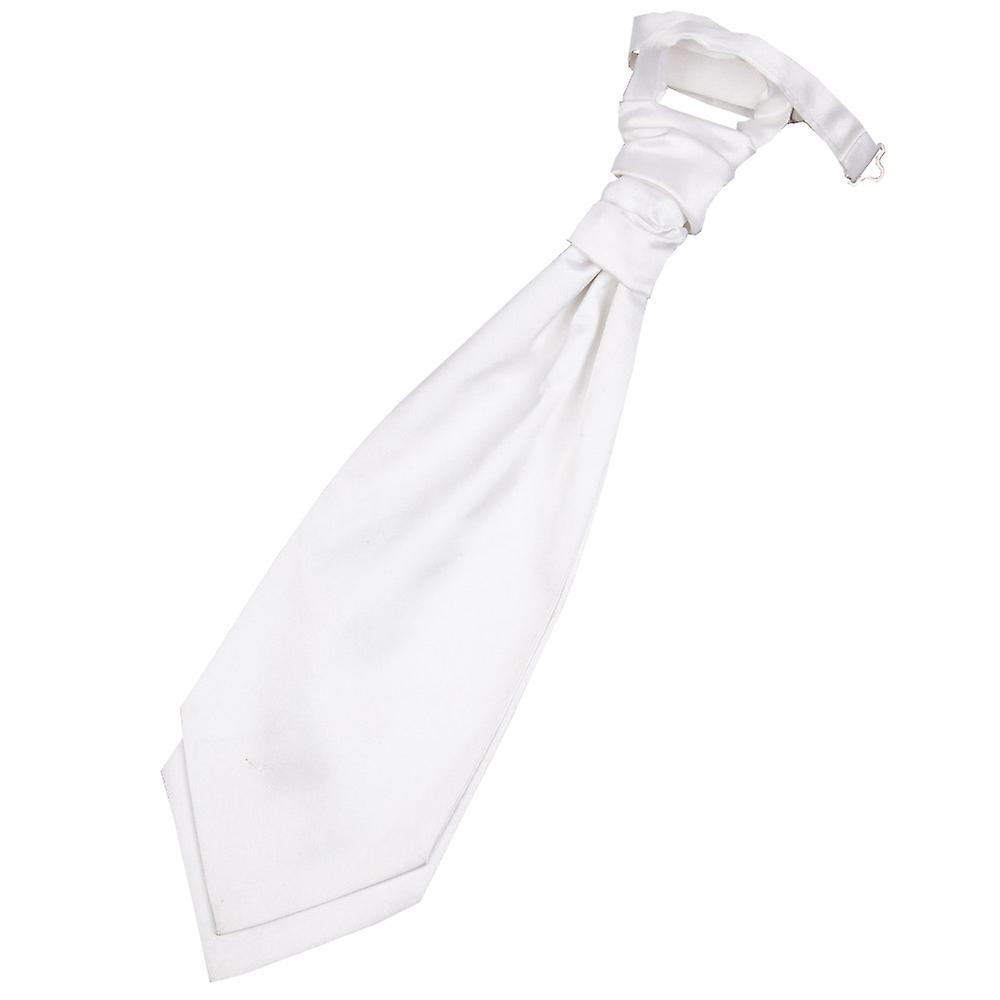 White Plain Satin Pre-Tied Wedding Cravat for Boys