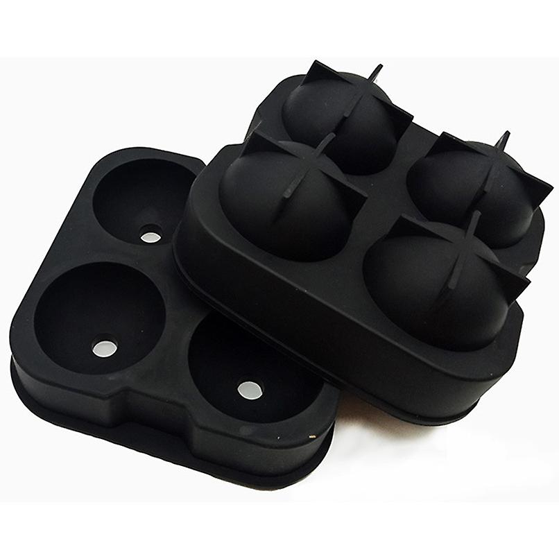 Ice Ball Maker Mold, Silicone Ice Ball Maker Tray with Lid Sphere Ice Cube Mold for Whisky, Cocktails, Juice and Ice Drinks(Blcak)