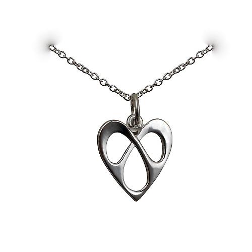 【Hi-CORAZON】PENDURO PIERCE Silver 16x15mm entwined Heart Pendant with a rolo Chain 24