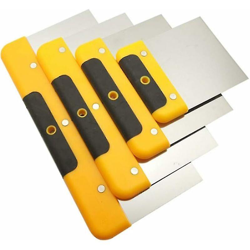 Bodybuilder Spatula Set of 4, Stainless Steel Plasterer Spatula, Plaster Knife For Spreading Plasterboard, Mud, Scraping Paint, 4 Inch, 6 Inch, 8 Inch