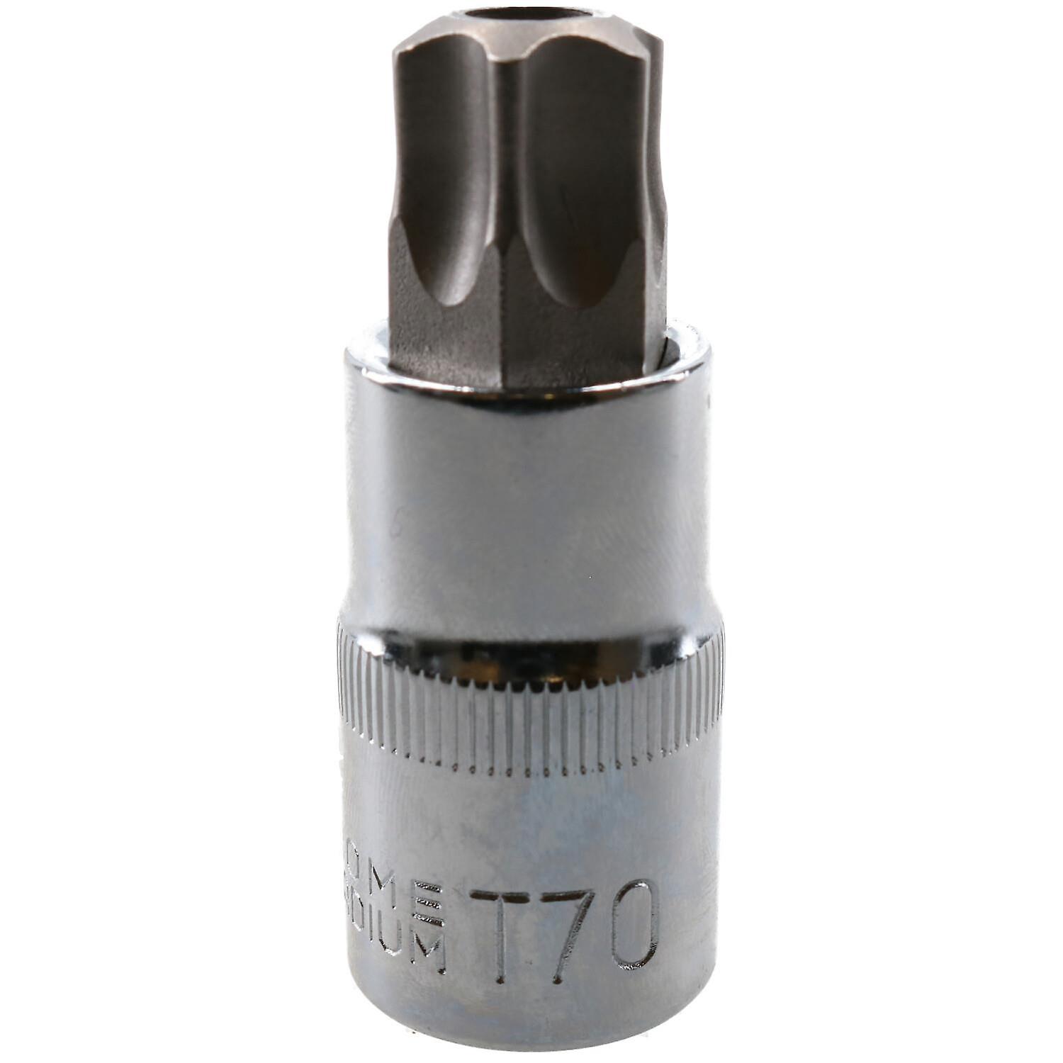 T70 1/2" Drive Tamper Proof Torx Star Bit 54mm Tamper Torx Chrome Vanadium Steel