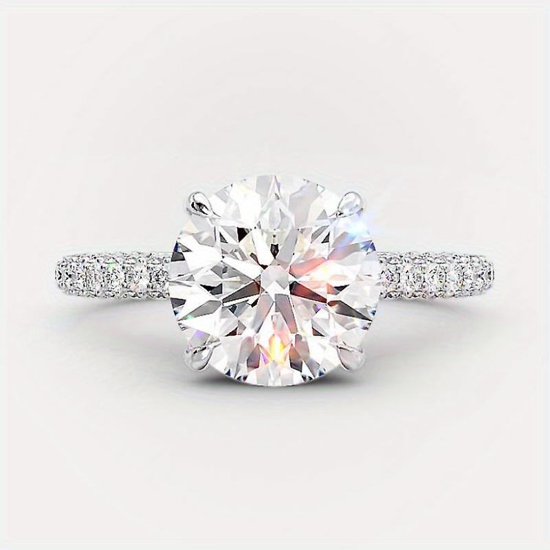 マイクロ舗装ジルコン付き18K金メッキモアッサナイトプロミスリング - 519ct / 1019ct - 高級婚約と結婚式のジュエリー