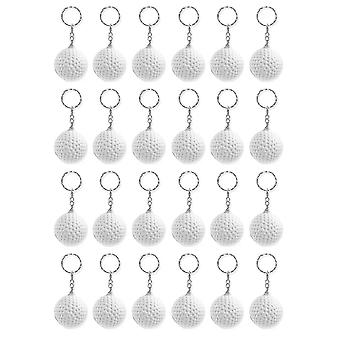 24 Pack White Golf Keychains,mini Stress Ball Keychains,sports Ball Keychains,school Reward For Boy