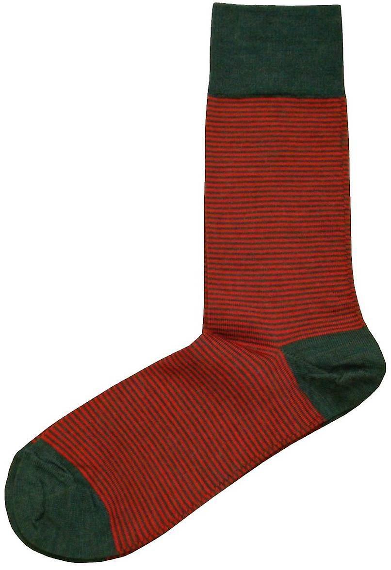 Bassin and Brown Thin Stripe Socks - Red/Green