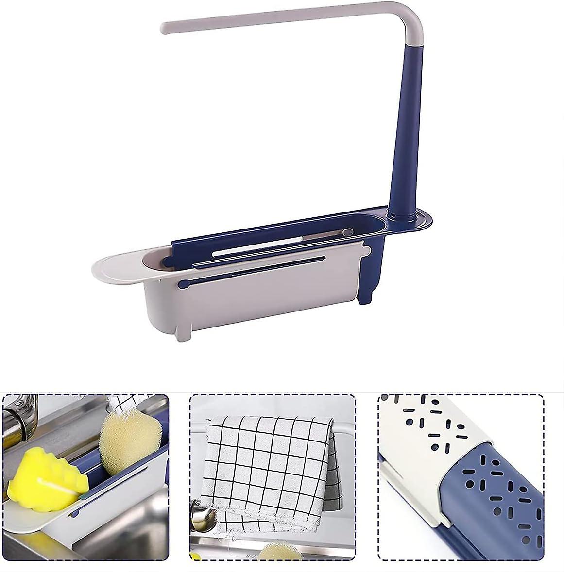 Organizer Telescopico Per Lavello Da Cucina – Scolapiatti Regolabile In Plastica (Nero, 23-34 Cm)