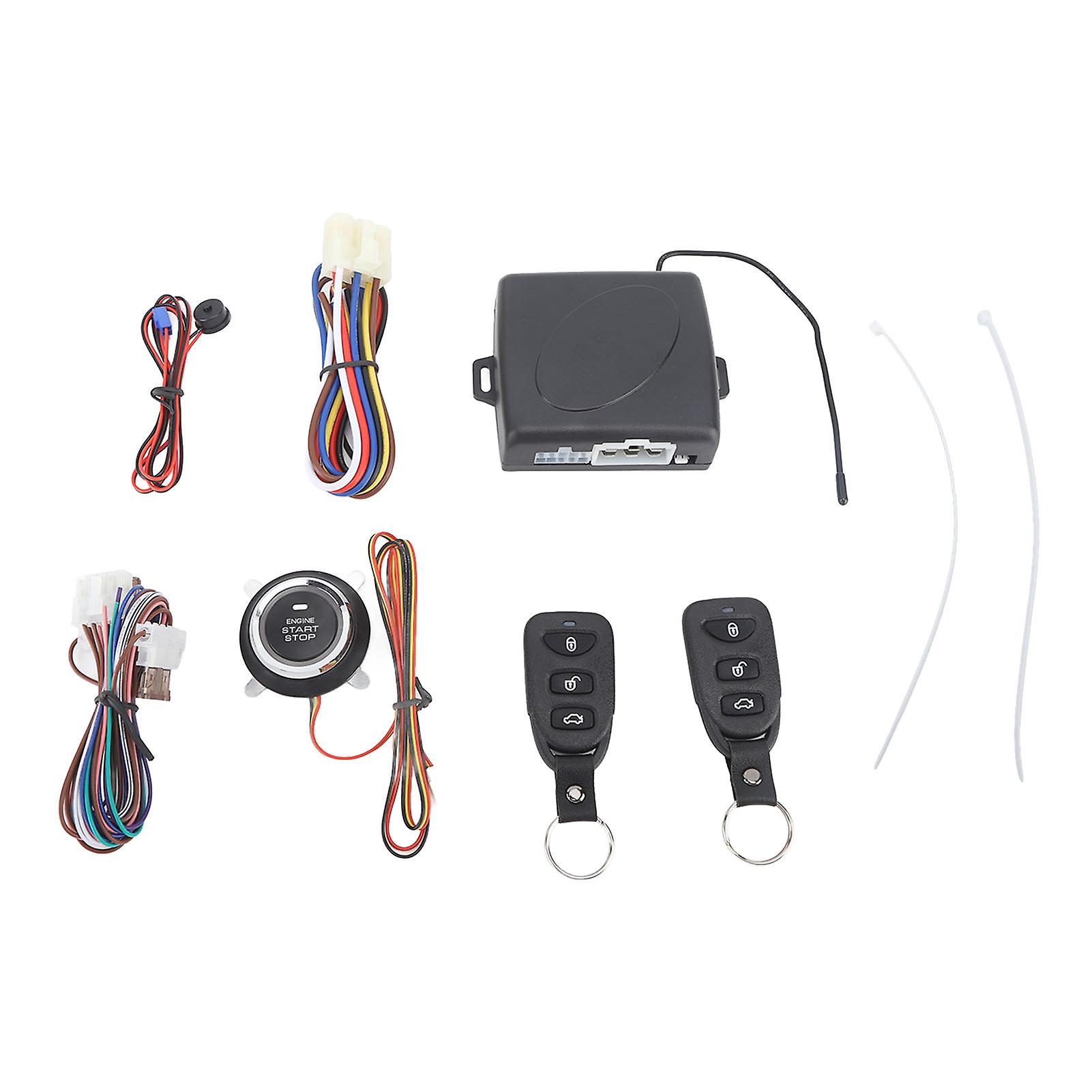 DC12V Keyless Entry Car Alarm System with Remote Engine Starter and Push to Start Iginition Button