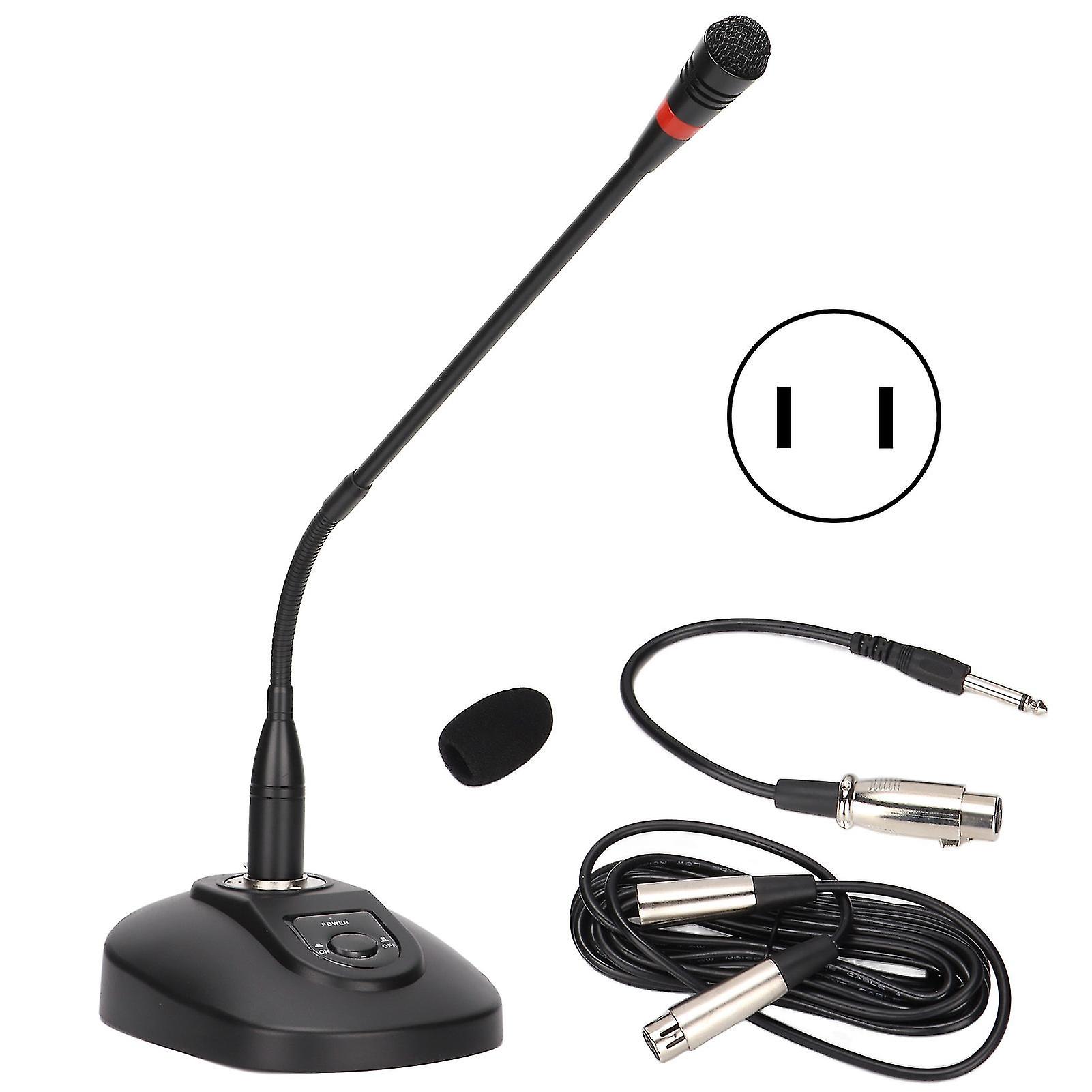 Adjustable XLR Gooseneck Microphone for Professional Audio, Includes 6.35mm Cable & US Power Plug