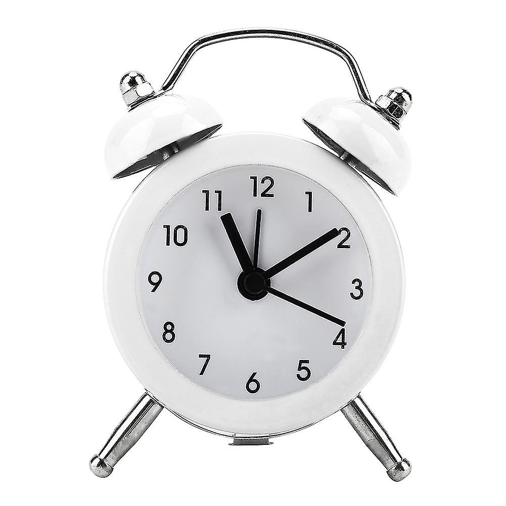 3 Inch Mini Portable Metal Digital Alarm Clock with Battery, Ideal for Students, White