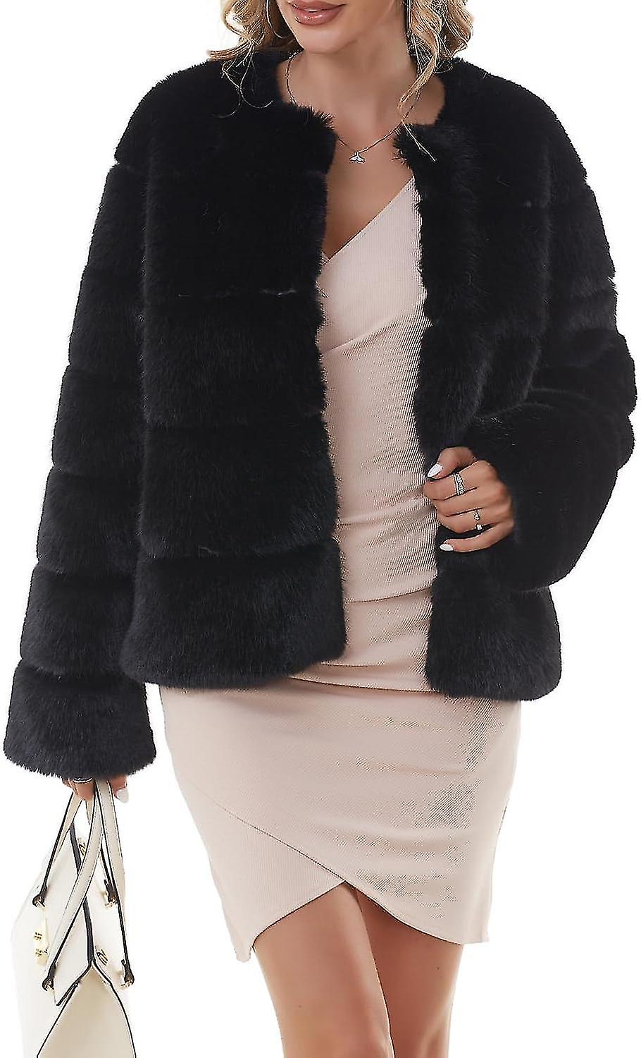 Faux Fur Coat Womens Jacket Sleeve Overcoat Warm