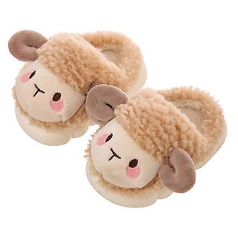 Cute Sheep Head Cotton Slippers Fashionable Non-slip Warming Shoes for Babies