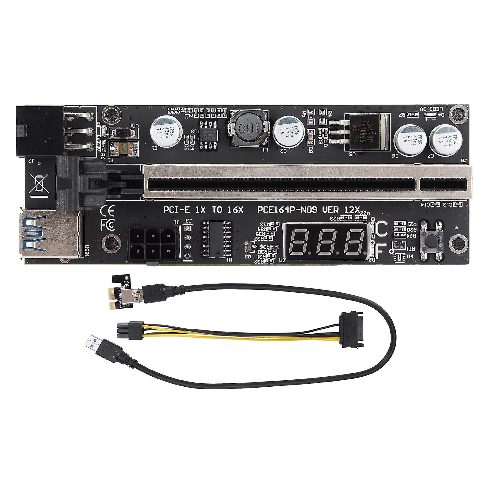 Upgraded Gpu Riser Adapter Card, Real-Time Temperature Monitor For Secure Crypto Mining, Stable Graphics Card Power Supply, Independent Motherboard