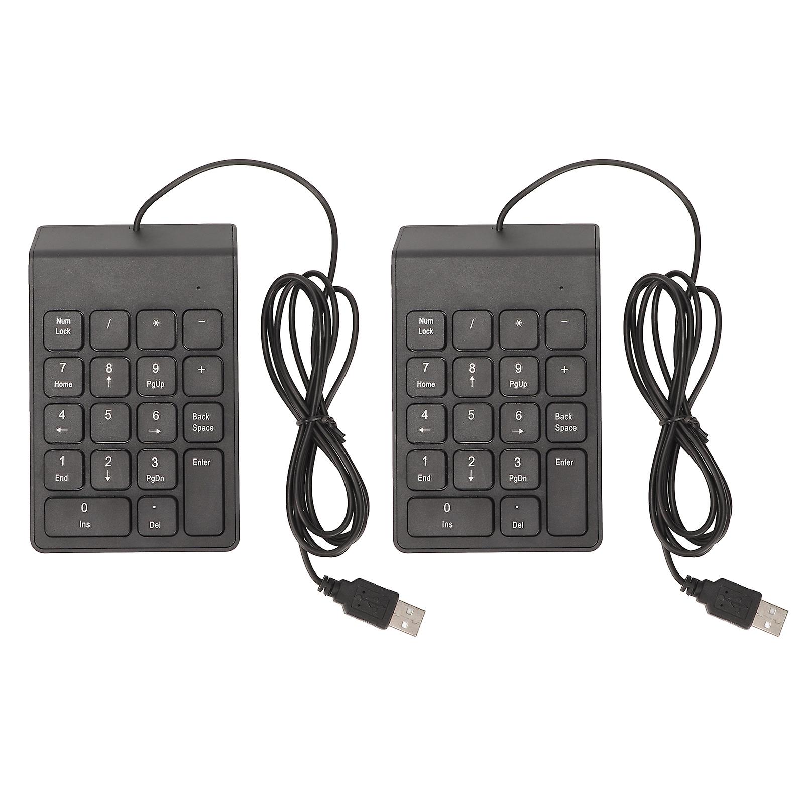 Wired Numeric Keypad 18 Keys Ergonomic USB Plug and Play Mini Silent Number Pad for PC Laptop Desktop 2pcs